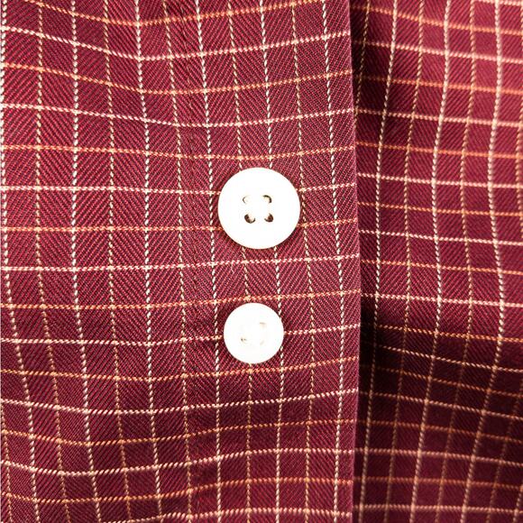 Orvis Shirt Men's Small Long Sleeve Button Down Red White Grid 100% Cotton - Picture 10 of 13